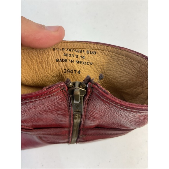 Frye Ankle Boots 9.5 Red Jackie Rivet Leather Boho Rustic Country Western - Picture 10 of 11